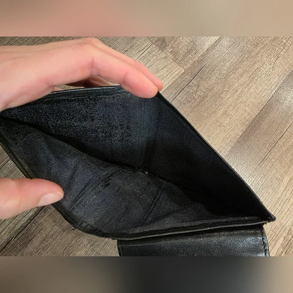 Valentino Garavani Vintage Black Bifold Leather Wallet Gold Unisex